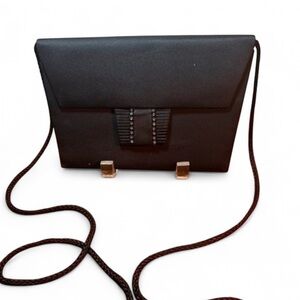 Vintage Envelope Crossbody Evening Bag Black Rhinestone Detail